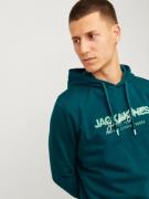 JACK & JONES Sweatshirt 'JJALVIS'  gran / mørkegrøn / hvid