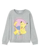 NAME IT Sweatshirt 'Jaxara Pokemon'  røgblå / gul / grå-meleret / lilla