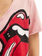 Desigual Shirts 'Rhinestone The Rolling Stones'  lyserød / brandrød / sort / hvid