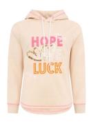 Zwillingsherz Sweatshirt 'Hope Love Luck'  beige / orange / pink / hvid