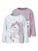 NAME IT Bluser & t-shirts 'NMFValiane'  lyseblå / brun / lilla