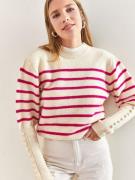 Bianco Lucci Pullover  mørk pink / uldhvid