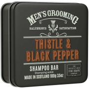 The Scottish Fine Soaps Thistle & Black Pepper Shampoo Bar in a T