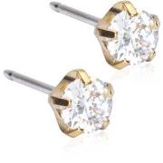 Blomdahl Golden Titanium Tiffany Precious, CZ White 5 mm