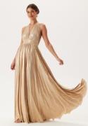 Goddiva Deep V Neck Metallic Gold M (UK12)