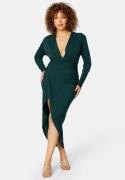 John Zack Curve Long Sleeve Rouch Curve Dress Forest Green 50 (UK22)