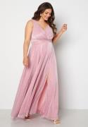 Goddiva Curve Wrap Front Sleeveless Maxi Curve Dress With Split Pink 44 (UK16)