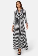 Y.A.S Savanna Long Shirt Dress Black Stripe:W WHITE XL