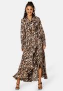 Object Collectors Item Papaya L/S Wrap Long Dress Fossil AOP:Zebra 36