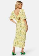 Bubbleroom Occasion Puff Sleeve Bow Midi Dress Yellow/Floral 38