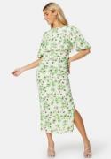 Bubbleroom Occasion Balloon Sleeve Bow Midi Dress Green/Floral 44