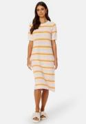 SELECTED FEMME Alby SS Long Knit Dress Birch Stripes:PAPAYA XS