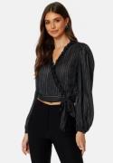 BUBBLEROOM Taylin Frill Wrap Blouse Black XS