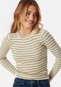 Pieces Crista LS O-Neck Knit Tea Stripes:Birsh XS