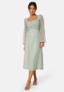 Bubbleroom Occasion Ruched L/S Midi Dress  Aqua 38