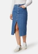 VILA Visol RW Midi Slit Denim Skirt Medium Blue Denim 34