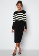Happy Holly Striped O-neck  Knitted Dress Black/Striped 44/46