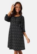 Happy Holly Soft Puff Sleeve Dress Black/Floral 40/42