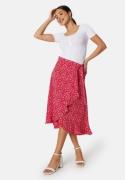 BUBBLEROOM Flounce Midi Wrap Skirt Red/Patterned 3XL