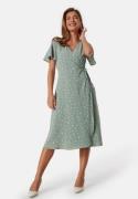 VILA Vilovie S/S Wrap Midi Dress Green/Patterned 40