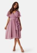 Goddiva Flutter Chiffon Midi Dress Lavender M (UK12)