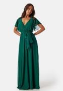 Goddiva Flutter Chiffon Maxi Dress Dark Green XXL (UK18)