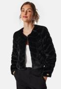 Chiara Forthi Short Party Faux Fur Jacket Black 40