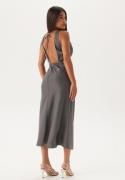 Bubbleroom Occasion Cowl Neck Satin Midi Dress Silver grey M