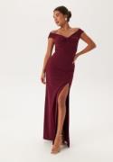 Bubbleroom Occasion Twist Off Shoulder Gown Wine-red L