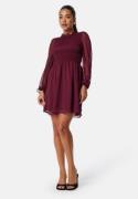 BUBBLEROOM Smock L/S Dress  Wine-red XS