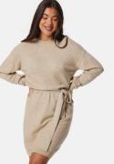 VILA Viril O-neck L/S BELT KNIT DRESS Natural Melange XS