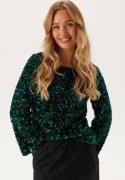 VILA Vifaith Boat Neck L/S SEQUIN T Pineneedle Detail:pineneedle S XS