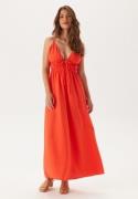 BUBBLEROOM Tie Strap Maxi Dress  Coral red S