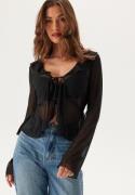 BUBBLEROOM Mesh Tie Cardigan Black S