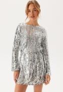 VERO MODA Vmefa Ls Short Dress Silver Detail:sequins S