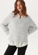 ONLY Onlmaggie Life Ls Split Neck Light Grey Melange M