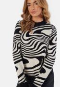 Object Collectors Item Ray L/S Knit Pullover Black Pattern:Sandshell zebra XL