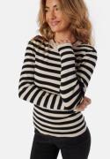 Object Collectors Item Objester Sli L/S Knit Pullover Sandshell Stripes:Black XL