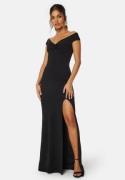 Bubbleroom Occasion Twist Off Shoulder Gown Black XL