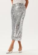 BUBBLEROOM Sequin Midi Skirt Silver XL