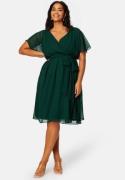 Goddiva Curve Flutter Sleeve Chiffon Midi Dress Green 46 (UK18)