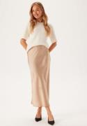 BUBBLEROOM Satin Midi Skirt Light beige L