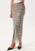 BUBBLEROOM Mesh Maxi Skirt Grey/Leopard M