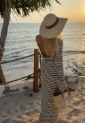 BUBBLEROOM Striped Maxi Dress Black/Offwhite L