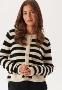 VILA Vidrea L/S O-NECK KNIT CARDIGA Birch Stripes:black Beauty S