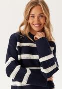 GANT Striped Textured C-neck Evening Blue XS