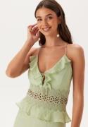 Bubbleroom Occasion Crochet Waist Flounce Maxi Dress Light green 36