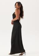 Bubbleroom Occasion Tie Back Satin Gown Black 36
