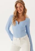 BUBBLEROOM Structured V-Neck Top Light blue XL