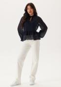 Happy Holly Peplum Dobby Dot Blouse Dark blue 52/54
